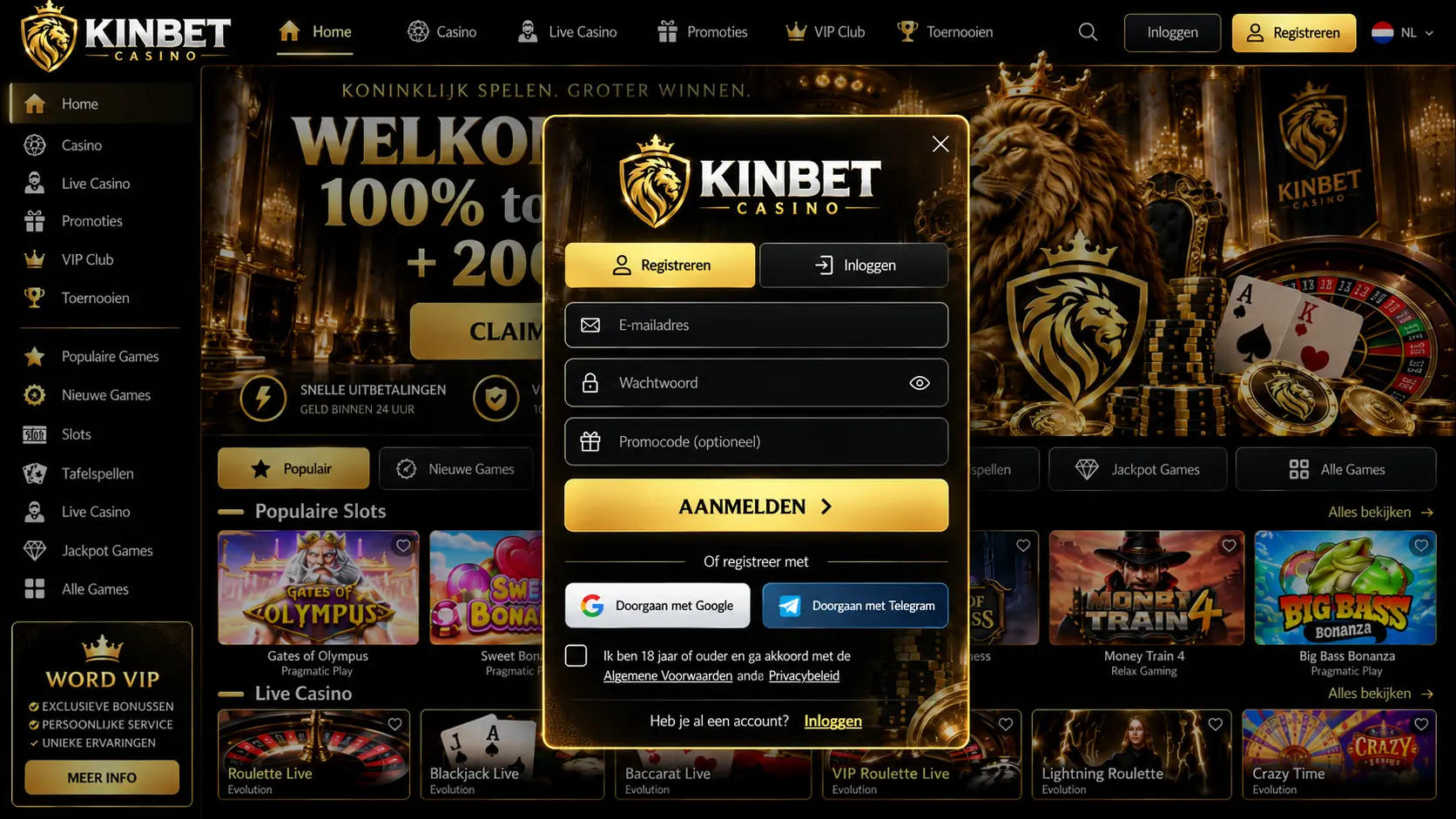 KinBet Casino Review: Games, Live Dealers en Uitbetalingen image 2